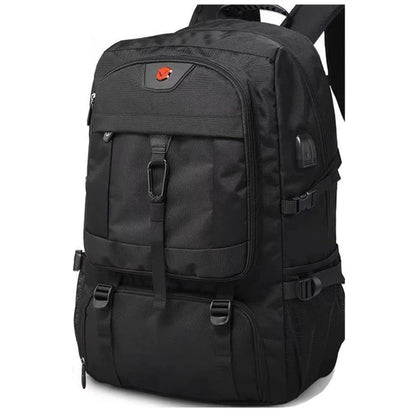Large Waterproof Travel Backpack with Shoe Compartment - Mens Outdoor Business Bag 50L80L Black Storage Backpack - ZOOMNSTORE