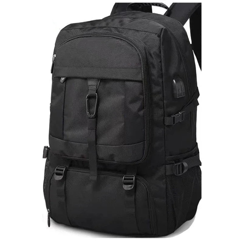 Large Waterproof Travel Backpack with Shoe Compartment - Mens Outdoor Business Bag 50L80L Black Storage Backpack - ZOOMNSTORE