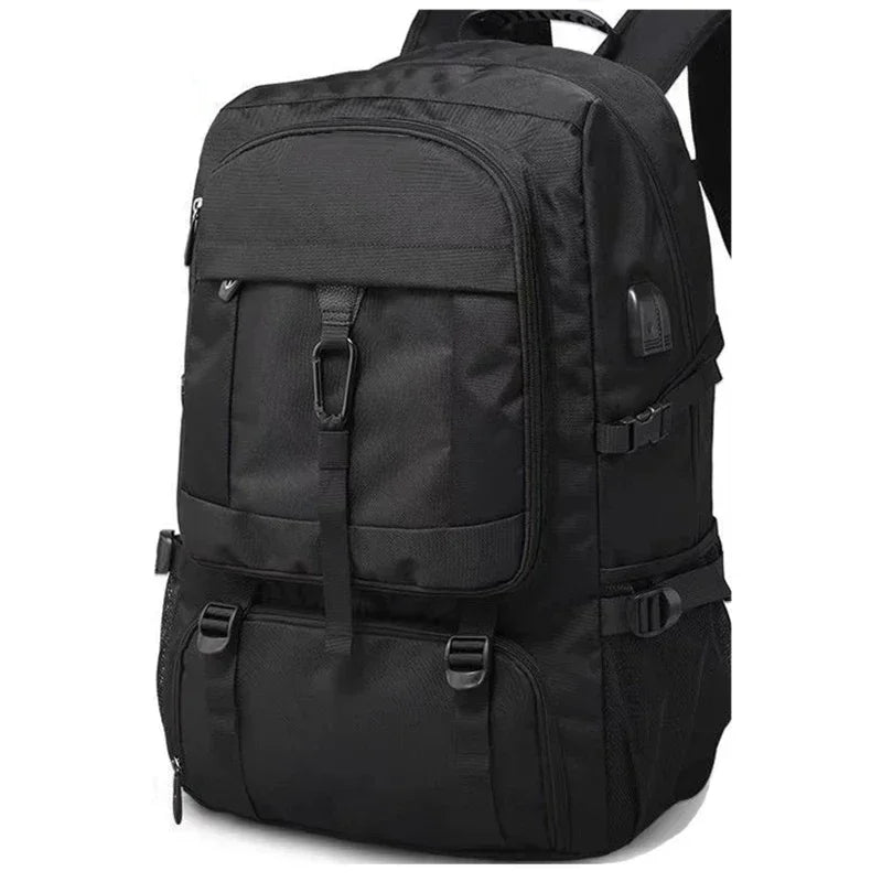 Large Waterproof Travel Backpack with Shoe Compartment - Mens Outdoor Business Bag 50L80L Black Storage Backpack - ZOOMNSTORE
