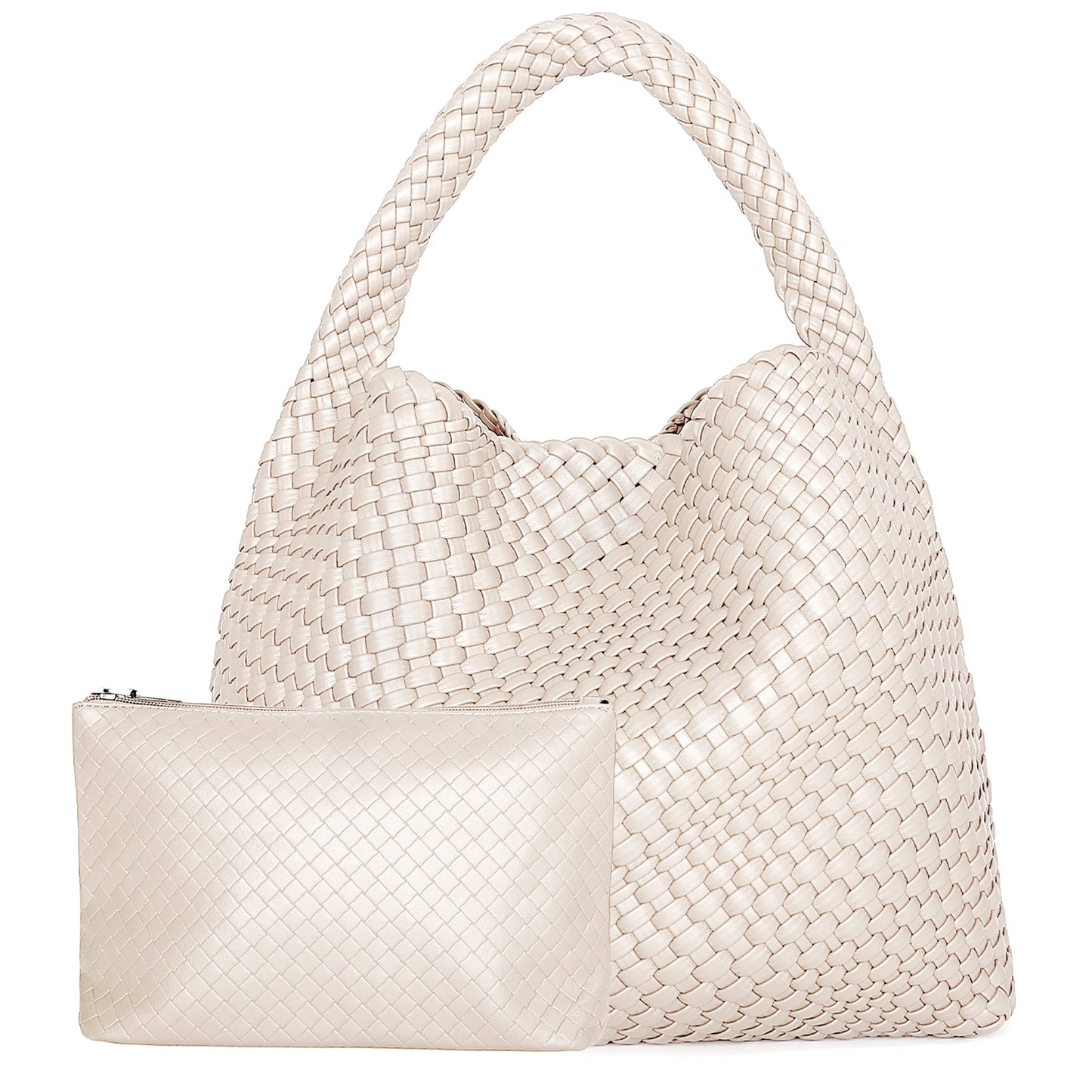 Large Woven Tote Bag for Women - Soft Leather Shoulder Handbag for Work  Travel - ZOOMNSTORE