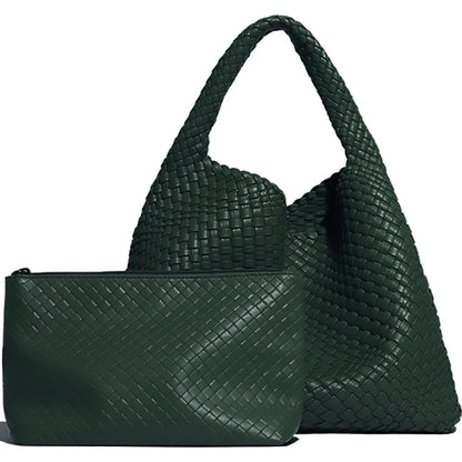 Large Woven Tote Bag for Women - Soft Leather Shoulder Handbag for Work  Travel - ZOOMNSTORE