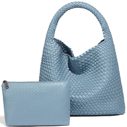 Large Woven Tote Bag for Women - Soft Leather Shoulder Handbag for Work  Travel - ZOOMNSTORE