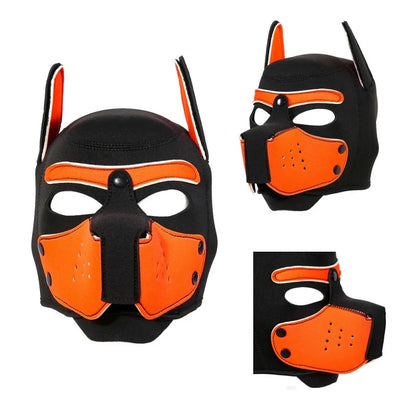 Fashion Unisex Sexy Costumes Latex Open Mouth Dog Headgear Halloween Pupply Play Party Couples Games Full Face Fetish Masks Hood - ZOOMNSTORE