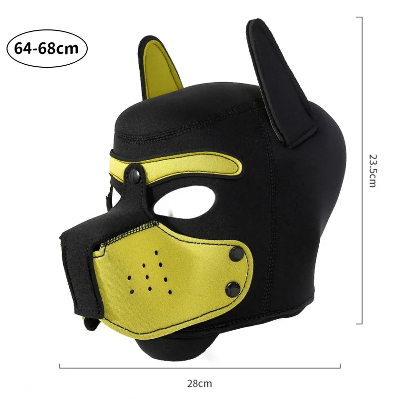 Fashion Unisex Sexy Costumes Latex Open Mouth Dog Headgear Halloween Pupply Play Party Couples Games Full Face Fetish Masks Hood - ZOOMNSTORE