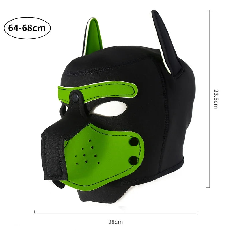 Fashion Unisex Sexy Costumes Latex Open Mouth Dog Headgear Halloween Pupply Play Party Couples Games Full Face Fetish Masks Hood - ZOOMNSTORE