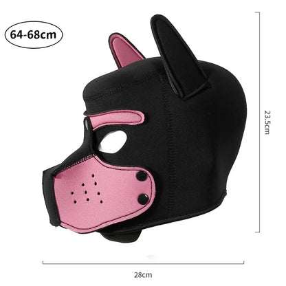 Fashion Unisex Sexy Costumes Latex Open Mouth Dog Headgear Halloween Pupply Play Party Couples Games Full Face Fetish Masks Hood - ZOOMNSTORE