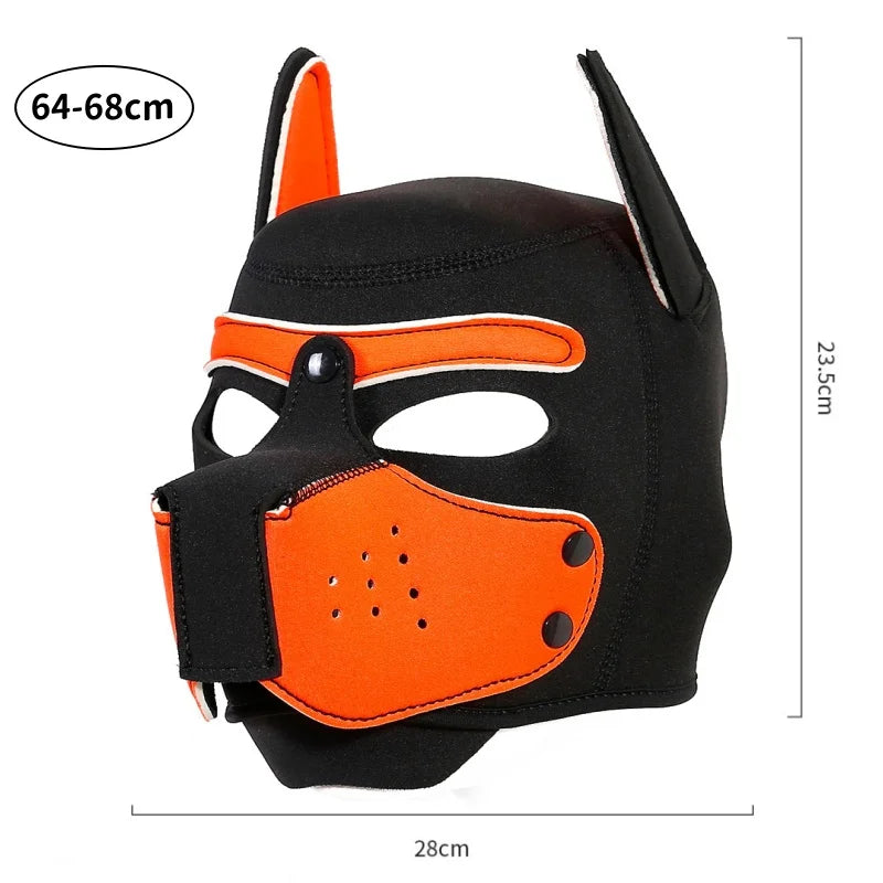 Fashion Unisex Sexy Costumes Latex Open Mouth Dog Headgear Halloween Pupply Play Party Couples Games Full Face Fetish Masks Hood - ZOOMNSTORE