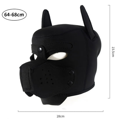 Fashion Unisex Sexy Costumes Latex Open Mouth Dog Headgear Halloween Pupply Play Party Couples Games Full Face Fetish Masks Hood - ZOOMNSTORE