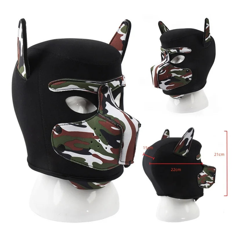 Fashion Unisex Sexy Costumes Latex Open Mouth Dog Headgear Halloween Pupply Play Party Couples Games Full Face Fetish Masks Hood - ZOOMNSTORE