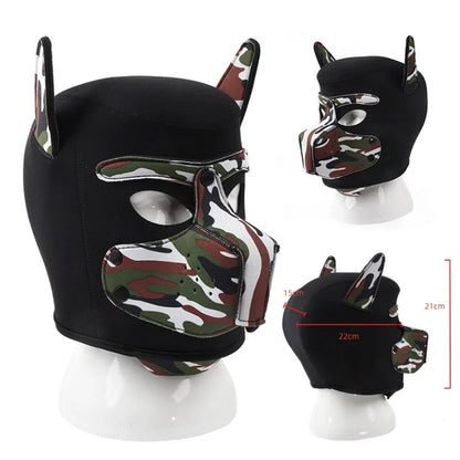 Fashion Unisex Sexy Costumes Latex Open Mouth Dog Headgear Halloween Pupply Play Party Couples Games Full Face Fetish Masks Hood - ZOOMNSTORE
