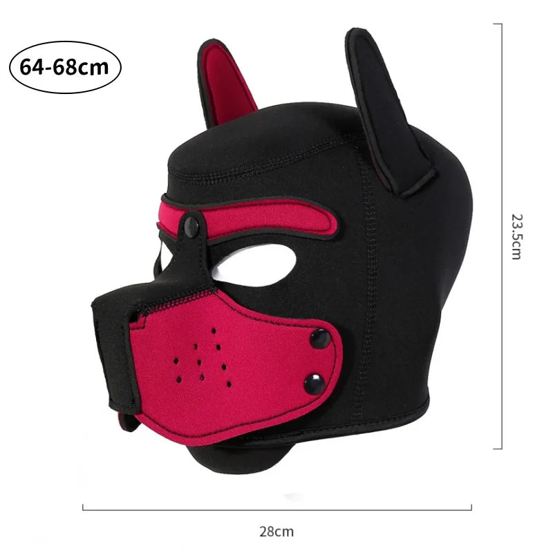 Fashion Unisex Sexy Costumes Latex Open Mouth Dog Headgear Halloween Pupply Play Party Couples Games Full Face Fetish Masks Hood - ZOOMNSTORE
