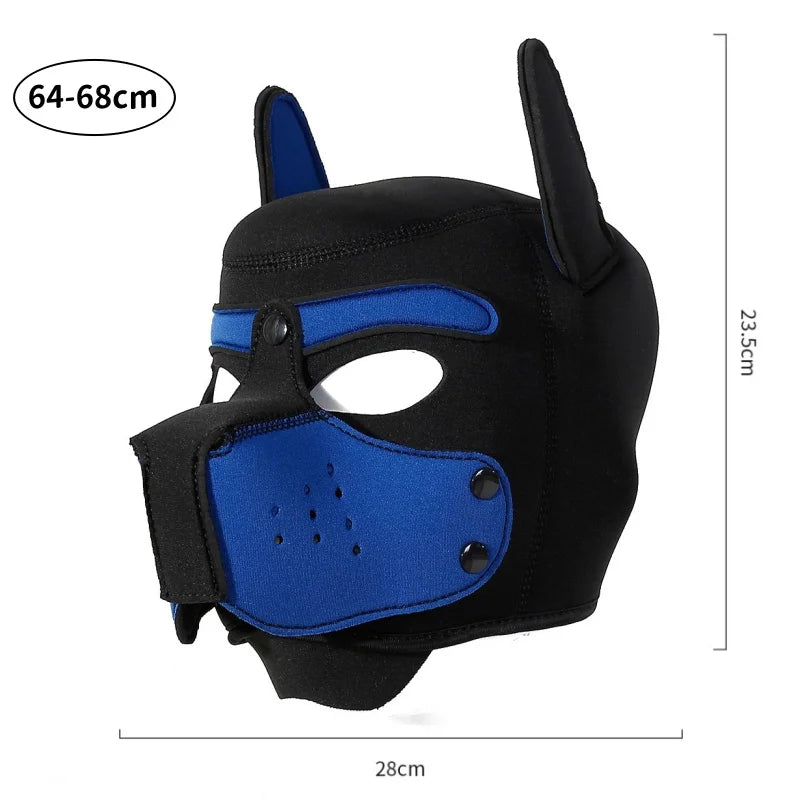 Fashion Unisex Sexy Costumes Latex Open Mouth Dog Headgear Halloween Pupply Play Party Couples Games Full Face Fetish Masks Hood - ZOOMNSTORE