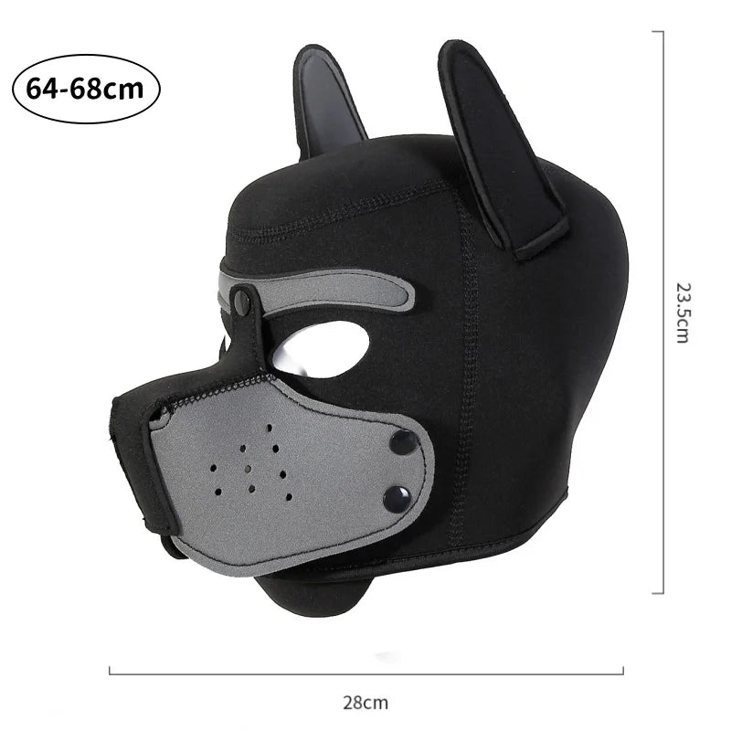 Fashion Unisex Sexy Costumes Latex Open Mouth Dog Headgear Halloween Pupply Play Party Couples Games Full Face Fetish Masks Hood - ZOOMNSTORE