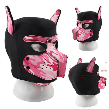 Fashion Unisex Sexy Costumes Latex Open Mouth Dog Headgear Halloween Pupply Play Party Couples Games Full Face Fetish Masks Hood - ZOOMNSTORE
