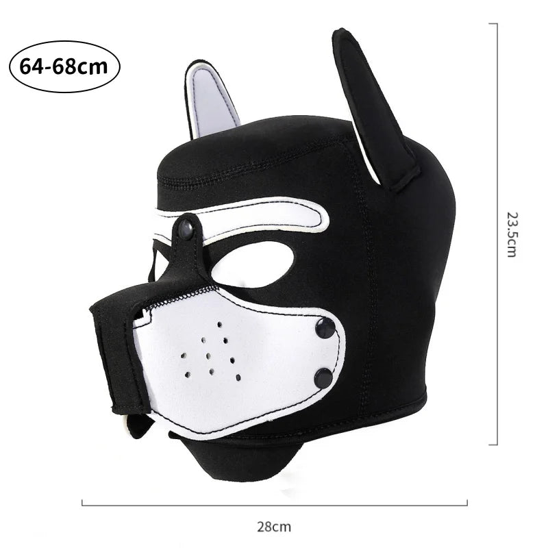 Fashion Unisex Sexy Costumes Latex Open Mouth Dog Headgear Halloween Pupply Play Party Couples Games Full Face Fetish Masks Hood - ZOOMNSTORE
