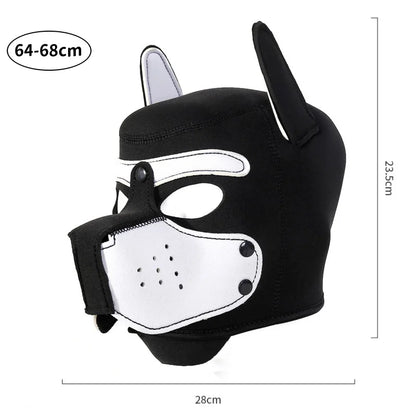 Fashion Unisex Sexy Costumes Latex Open Mouth Dog Headgear Halloween Pupply Play Party Couples Games Full Face Fetish Masks Hood - ZOOMNSTORE