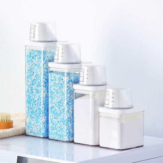 Laundry Detergent Powder Container With Measuring Cup Washing Up Powder Dispenser Food Storage Jar Airtight Storage Bottle - ZOOMNSTORE