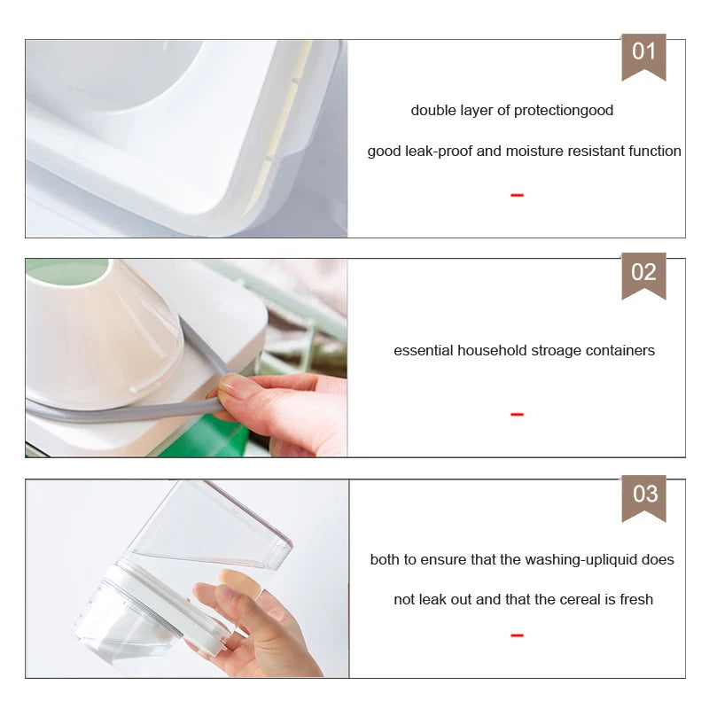 Laundry Detergent Powder Container With Measuring Cup Washing Up Powder Dispenser Food Storage Jar Airtight Storage Bottle - ZOOMNSTORE