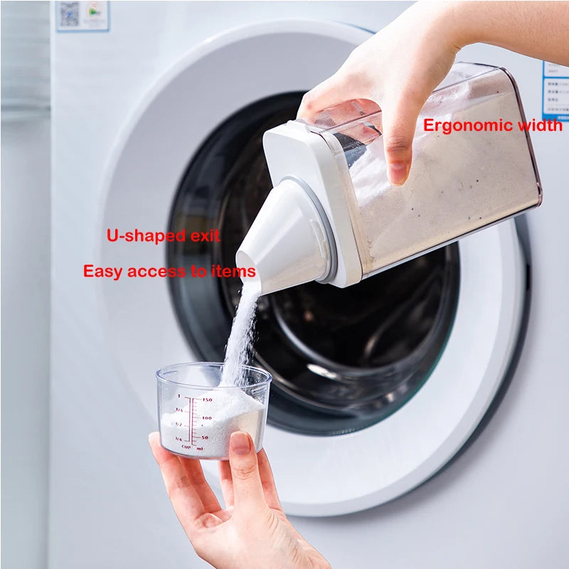 Laundry Detergent Powder Container With Measuring Cup Washing Up Powder Dispenser Food Storage Jar Airtight Storage Bottle - ZOOMNSTORE