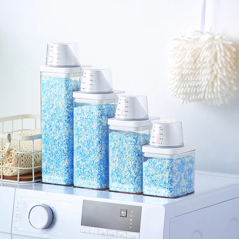Laundry Detergent Powder Container With Measuring Cup Washing Up Powder Dispenser Food Storage Jar Airtight Storage Bottle - ZOOMNSTORE