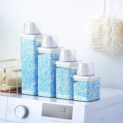 Laundry Detergent Powder Container With Measuring Cup Washing Up Powder Dispenser Food Storage Jar Airtight Storage Bottle - ZOOMNSTORE