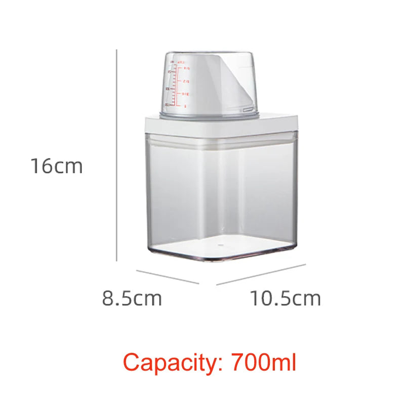 Laundry Detergent Powder Container With Measuring Cup Washing Up Powder Dispenser Food Storage Jar Airtight Storage Bottle - ZOOMNSTORE