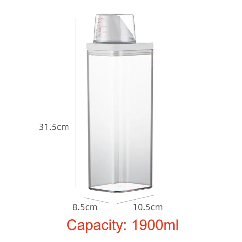 Laundry Detergent Powder Container With Measuring Cup Washing Up Powder Dispenser Food Storage Jar Airtight Storage Bottle - ZOOMNSTORE