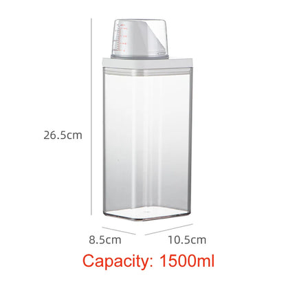 Laundry Detergent Powder Container With Measuring Cup Washing Up Powder Dispenser Food Storage Jar Airtight Storage Bottle - ZOOMNSTORE