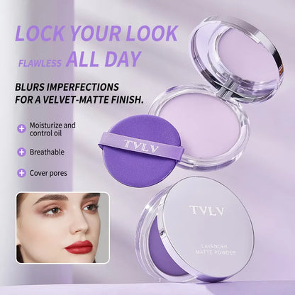Lavender Matte Pressed Powder - Oil Control Full Coverage Compact Foundation - ZOOMNSTORE