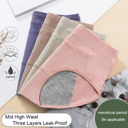 Leak Proof Cotton Menstrual Panties - Breathable Cartoon Cat Womens Intimates 3PCS - ZOOMNSTORE