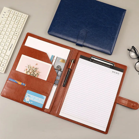 Leather A4 Conference Folder - Multifunctional Business File Organizer - ZOOMNSTORE