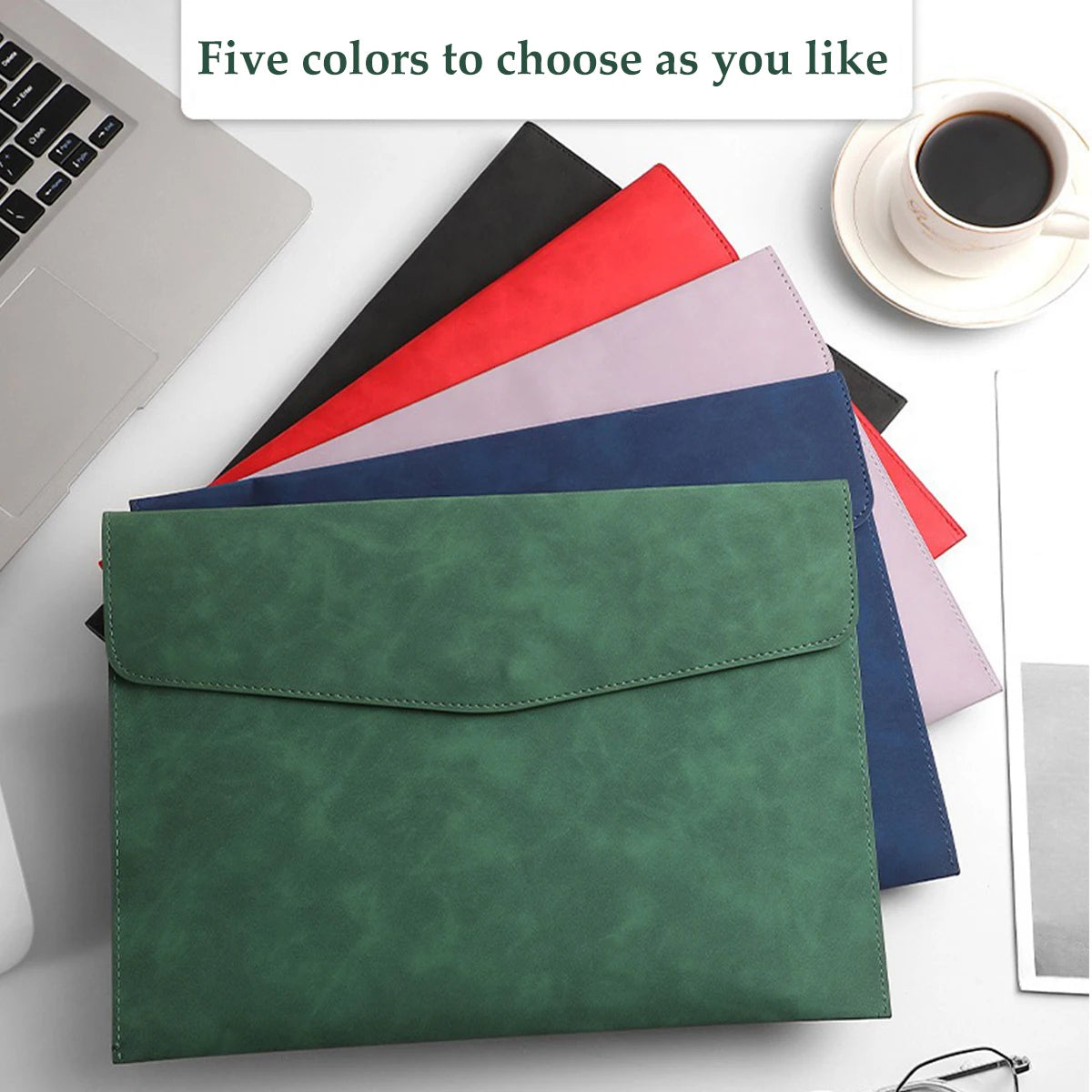 Leather A4 File Bag - Waterproof Large Capacity Office Folder - ZOOMNSTORE