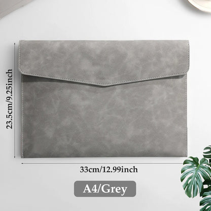 Leather A4 File Bag - Waterproof Large Capacity Office Folder - ZOOMNSTORE