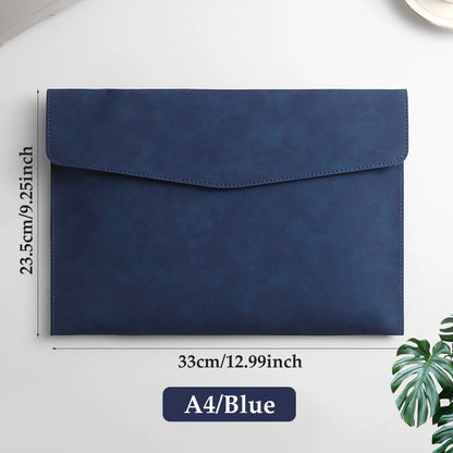 Leather A4 File Bag - Waterproof Large Capacity Office Folder - ZOOMNSTORE