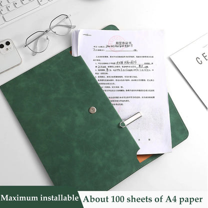 Leather A4 File Bag - Waterproof Large Capacity Office Folder - ZOOMNSTORE