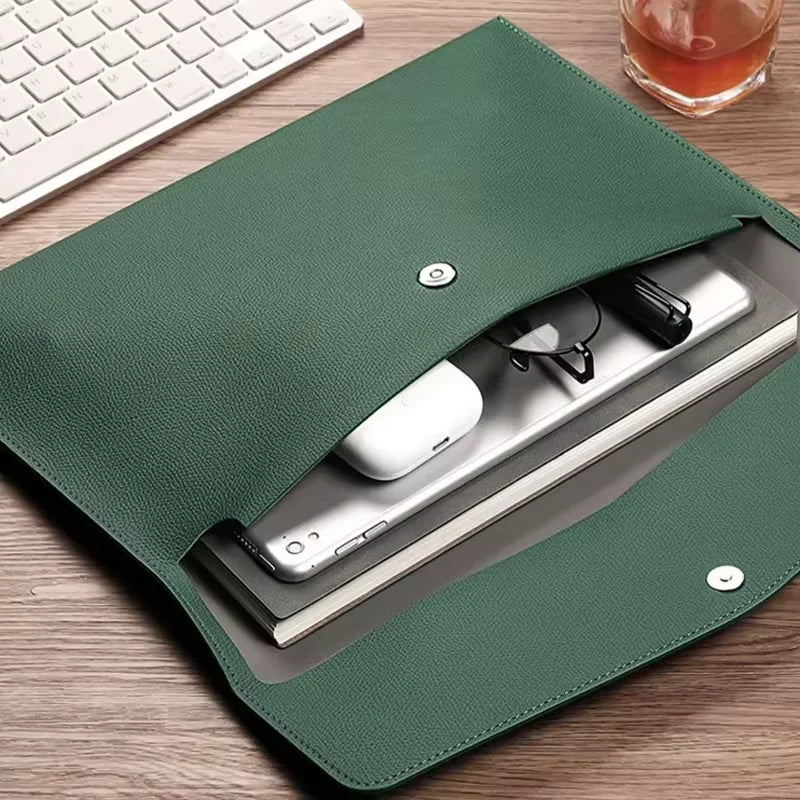 Leather A4 File Bag - Waterproof Large Capacity Office Folder - ZOOMNSTORE