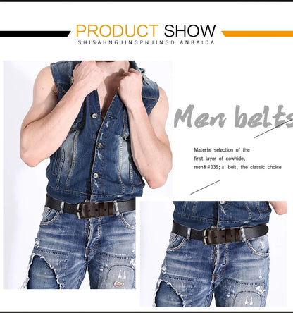Leather Braided Belts - Men's Casual Vintage Belt with Gold Pin Buckle - ZOOMNSTORE