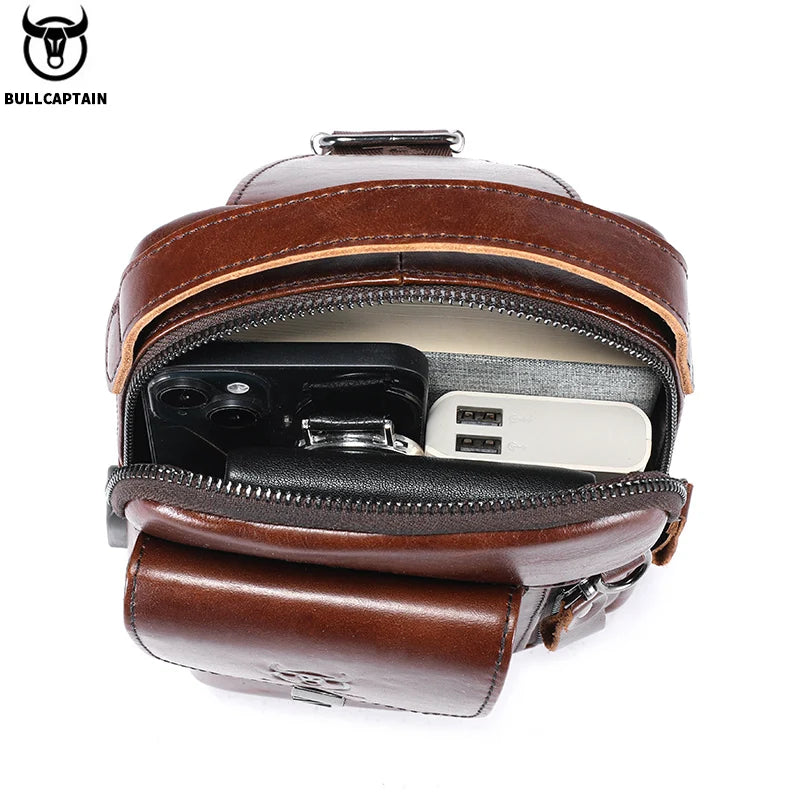 Mens Leather Crossbody Bag - Anti-Theft Chest Bag for Mobile Phones - ZOOMNSTORE