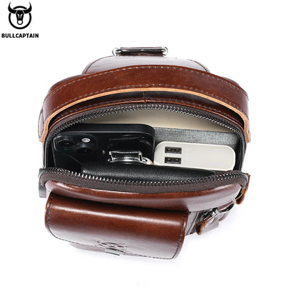 Mens Leather Crossbody Bag - Anti-Theft Chest Bag for Mobile Phones - ZOOMNSTORE