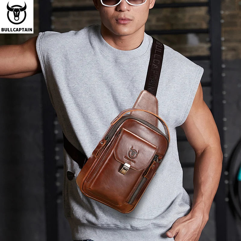 Mens Leather Crossbody Bag - Anti-Theft Chest Bag for Mobile Phones - ZOOMNSTORE