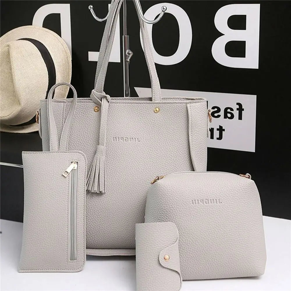 Leather Crossbody Bag - Women Shoulder Bags Set With Tassel Decoration | PU Leather - ZOOMNSTORE