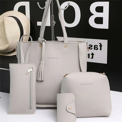 Leather Crossbody Bag - Women Shoulder Bags Set With Tassel Decoration | PU Leather - ZOOMNSTORE