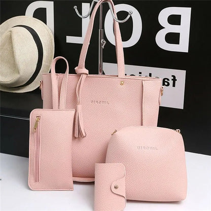 Leather Crossbody Bag - Women Shoulder Bags Set With Tassel Decoration | PU Leather - ZOOMNSTORE
