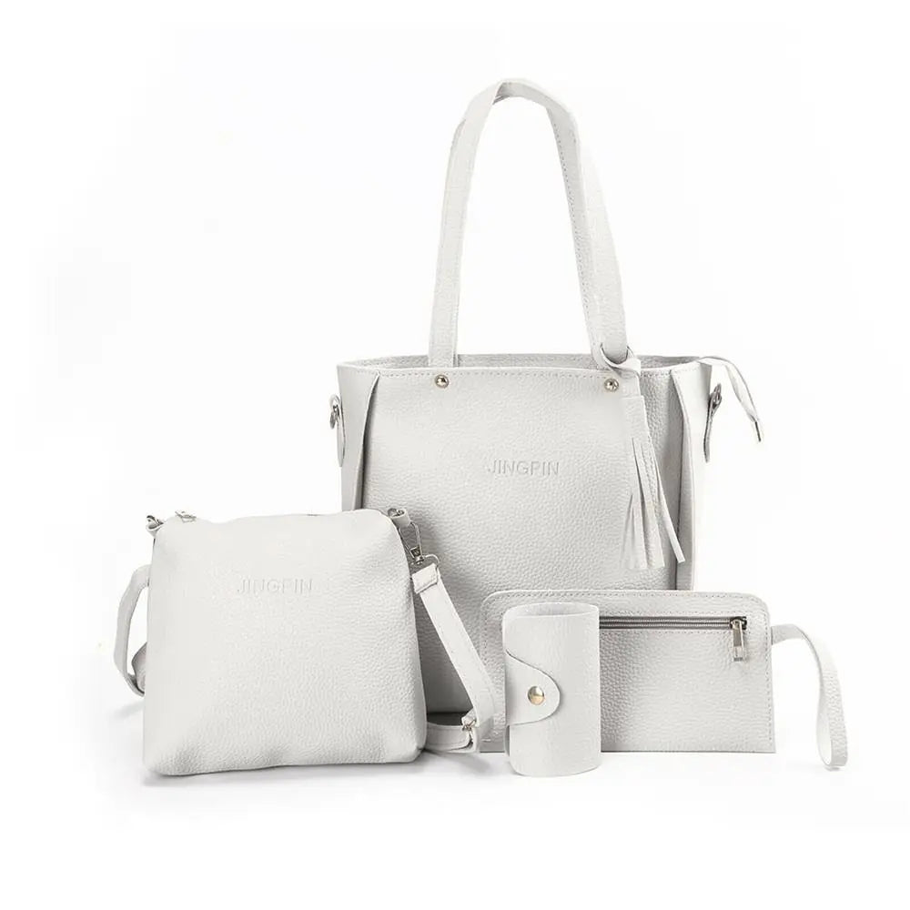 Leather Crossbody Bag - Women Shoulder Bags Set With Tassel Decoration | PU Leather - ZOOMNSTORE