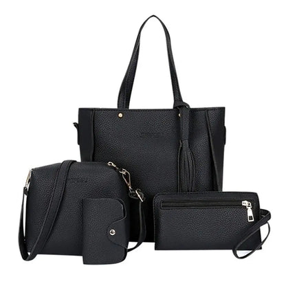 Leather Crossbody Bag - Women Shoulder Bags Set With Tassel Decoration | PU Leather - ZOOMNSTORE
