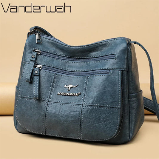 Leather Crossbody Bag for Women - Stylish Many Pockets Messenger Handbag 2024 - ZOOMNSTORE