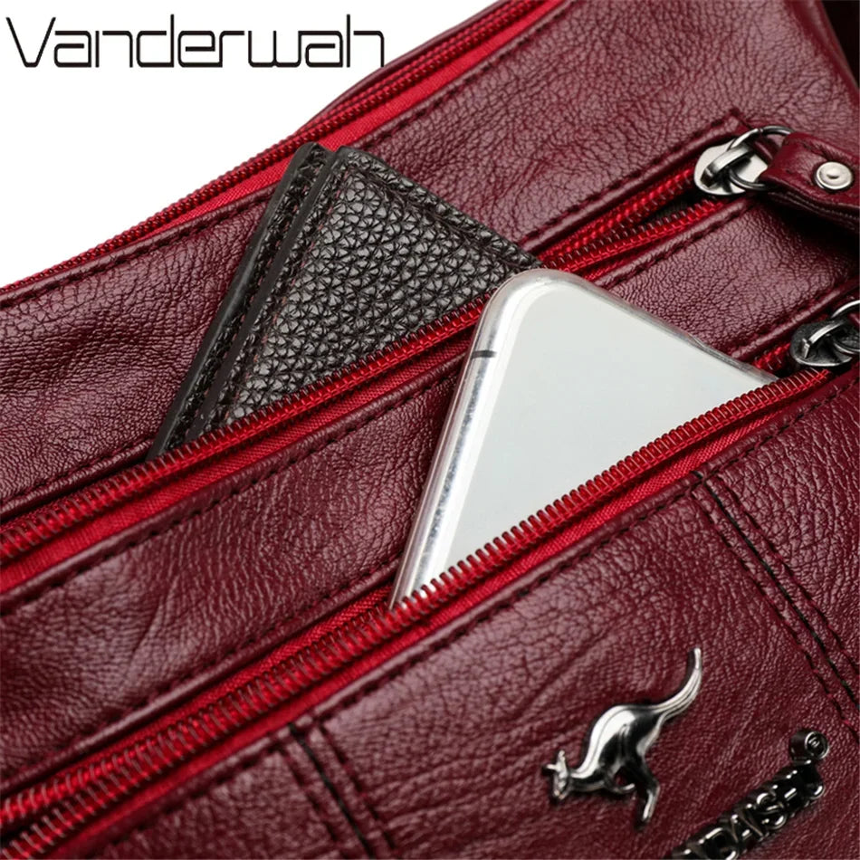 Leather Crossbody Bag for Women - Stylish Many Pockets Messenger Handbag 2024 - ZOOMNSTORE