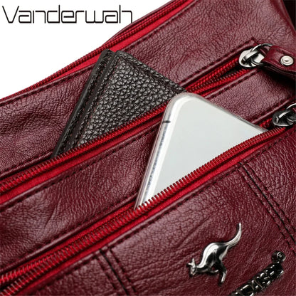 Leather Crossbody Bag for Women - Stylish Many Pockets Messenger Handbag 2024 - ZOOMNSTORE