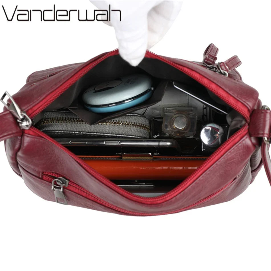 Leather Crossbody Bag for Women - Stylish Many Pockets Messenger Handbag 2024 - ZOOMNSTORE