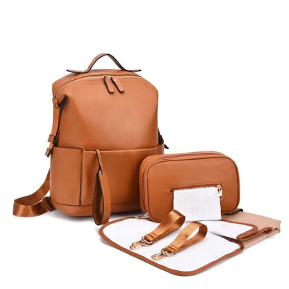 Multifunction Leather Diaper Bags Large Capacity Baby Bags for Baby Care Changing Bags for Mom Outdoor Travel Maternity Backpack - ZOOMNSTORE